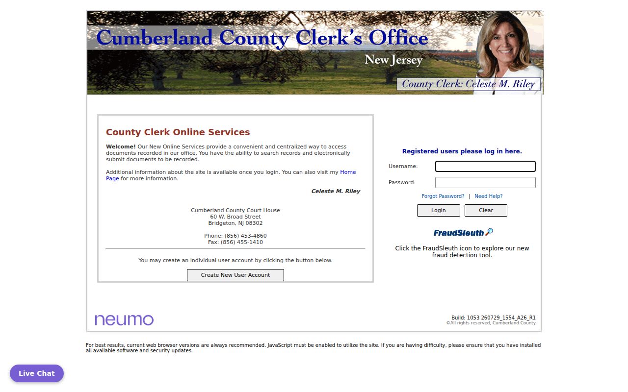 Bridgeton residents directory reference, Cumberland County deed index portal